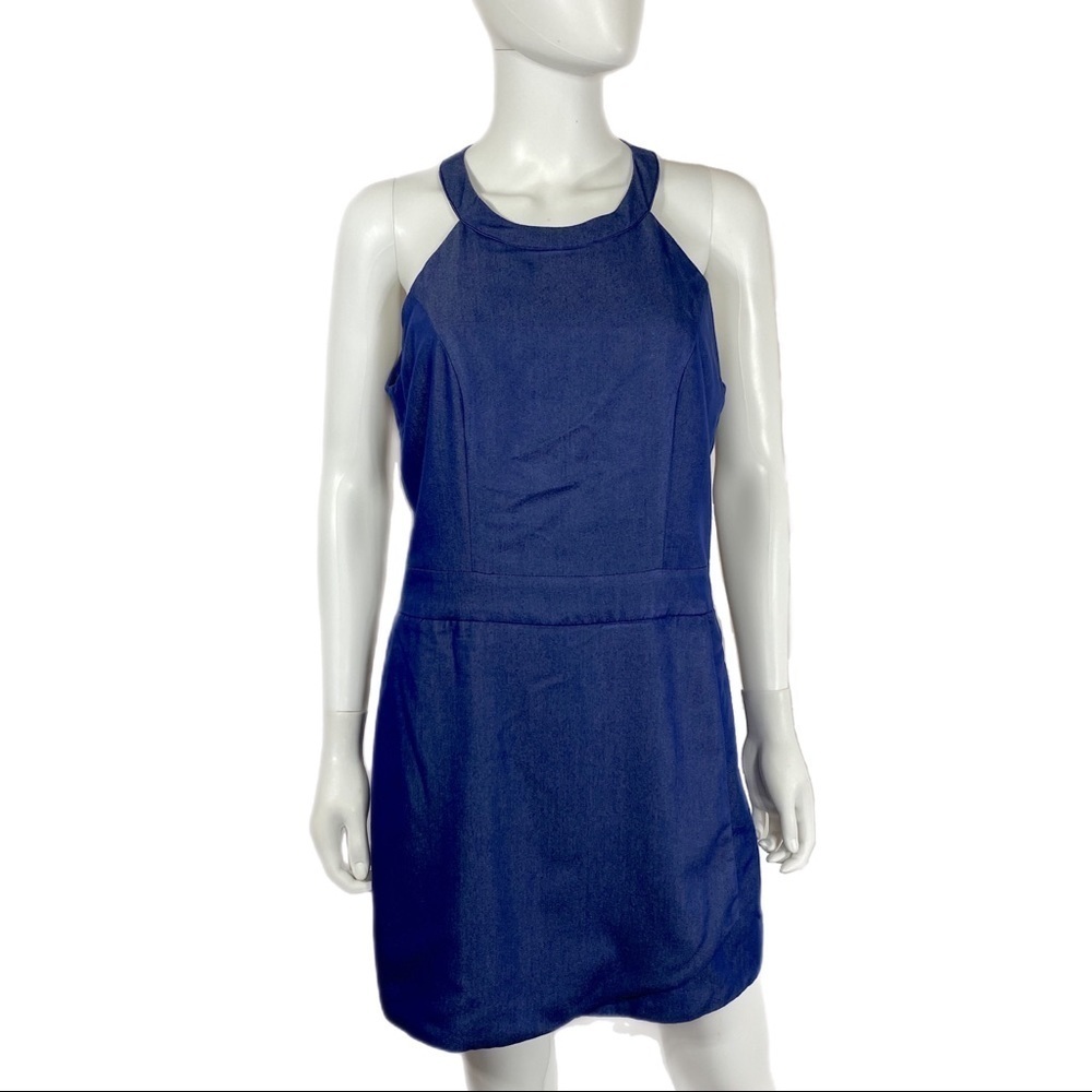 Sharagano Chambray Sleeveless Wrap Front Skorts Romper